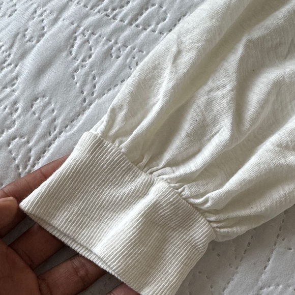 NATION LTD Dallyce Romantic off white tee balloon sleeves size small - Picture 5 of 8